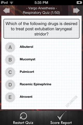 Respiratory Quiz screenshot