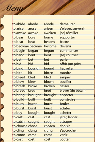 Les Verbes Irréguliers Anglais On The App Store