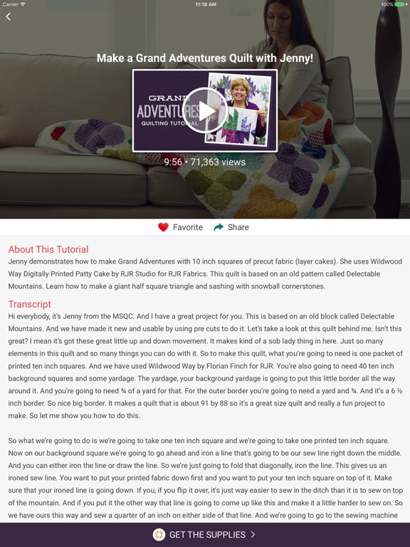 Screenshots of Quilting Tutorials by MSQC for iPad