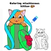 Coloring mischievous kitten for kids mischievous 