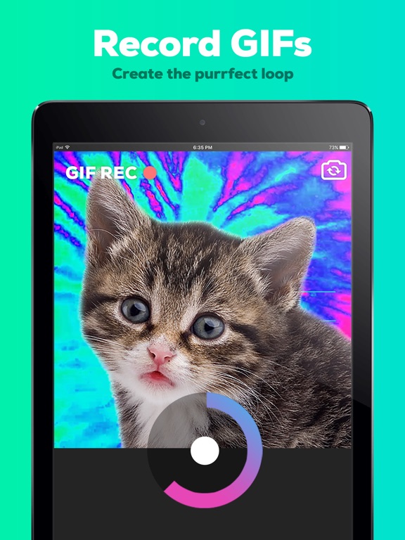 Screenshots of GIPHY Cam. The GIF Creator for iPad