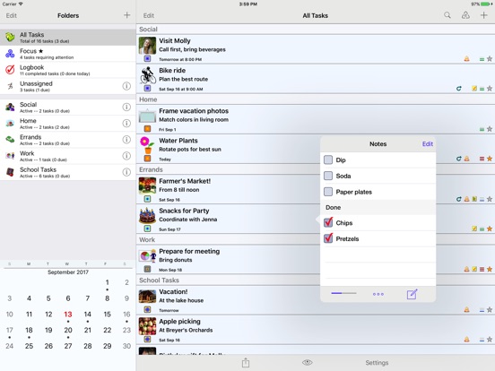 Screenshots of Errands To-Do List for iPad