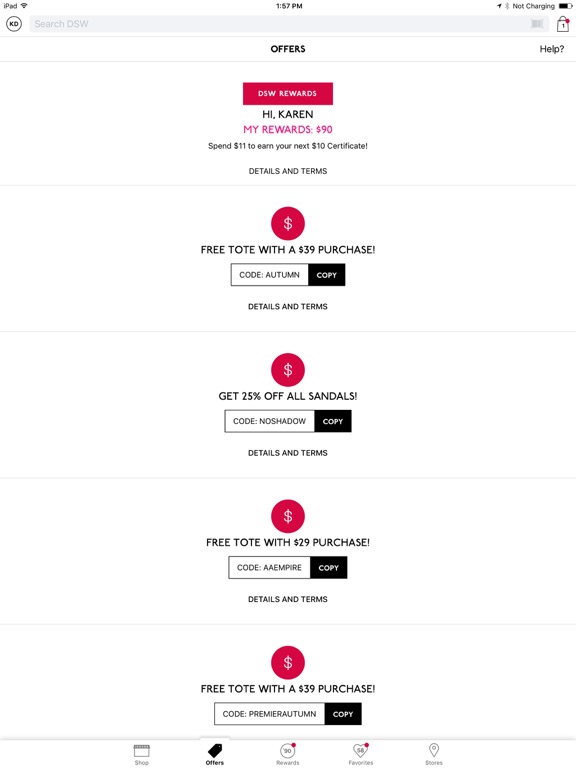 Screenshots of DSW Designer Shoe Warehouse for iPad