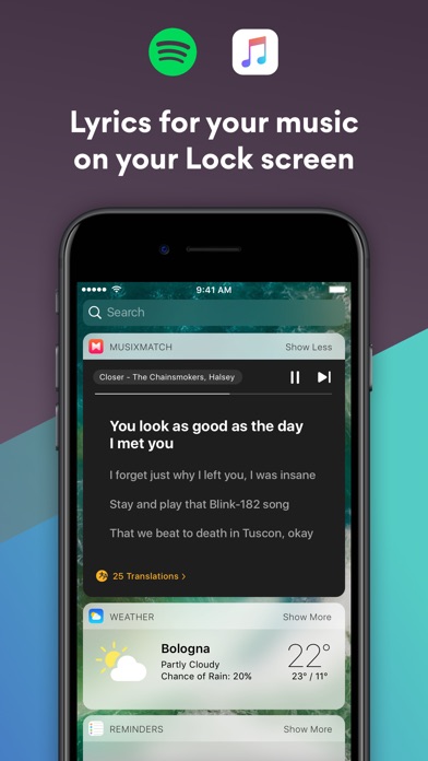 musixmatch lyrics and music player support