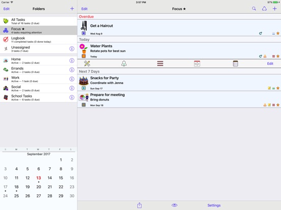 Screenshots of Errands To-Do List for iPad