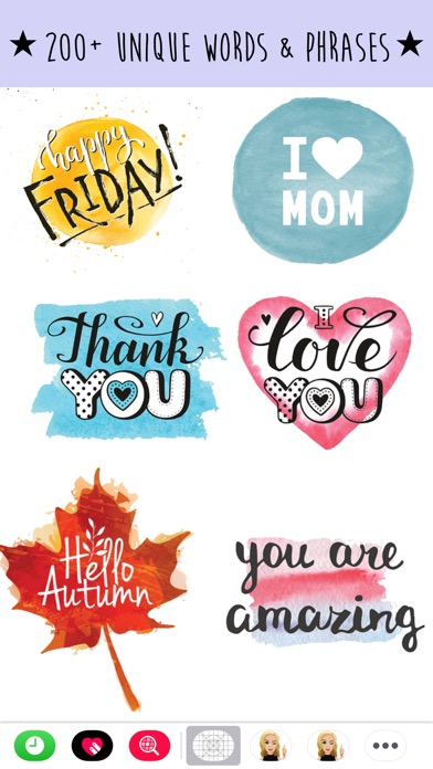 Watercolor Text Emoji Stickers review screenshots