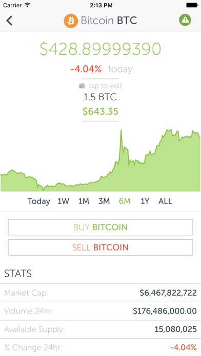 Screenshots of CoinCap for iPhone