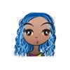 Sticker Blue Hair Beauty di wenpei