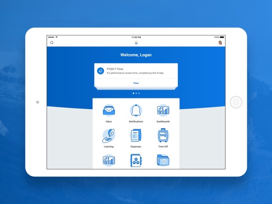 Screenshots of Workday for iPad