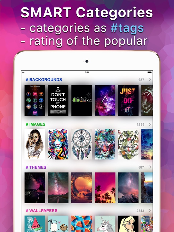 Screenshots of Top Chart of Wallpapers & Themes - Amazing Images and Awesome 3D Backgrounds are Free on Your Screen for iPad