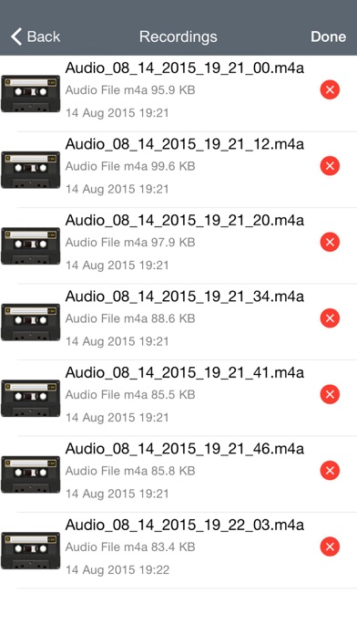 Screenshots of Voice Manager for Audio Recording, Playback, Trimming and Sharing for iPhone