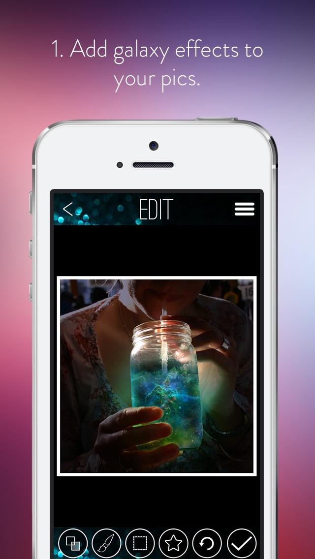 Screenshots of Galaxy Space Effects - Beautiful.ly Edit, Blend-er & Ajust Comet Astronomy Over-lays or Templates for iPhone