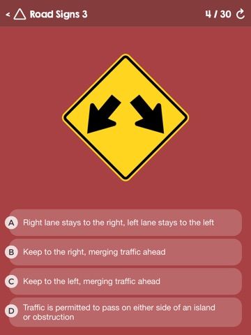 Screenshots of US Driving Knowledge Test Questions - Preparation for your Driver's License Written Exam - All States - DMV, DOL, or MVC - Free Drivers' Mock Tests for iPad