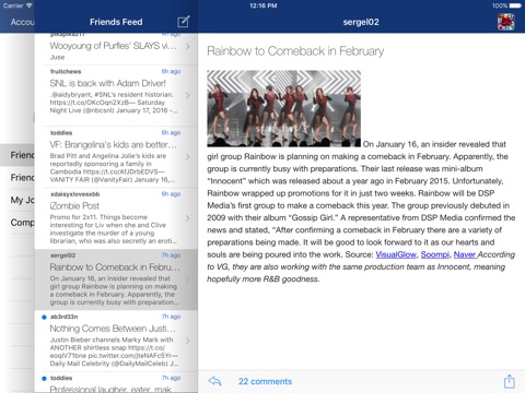 Скриншот из LJ Reader – LiveJournal iPad Edition