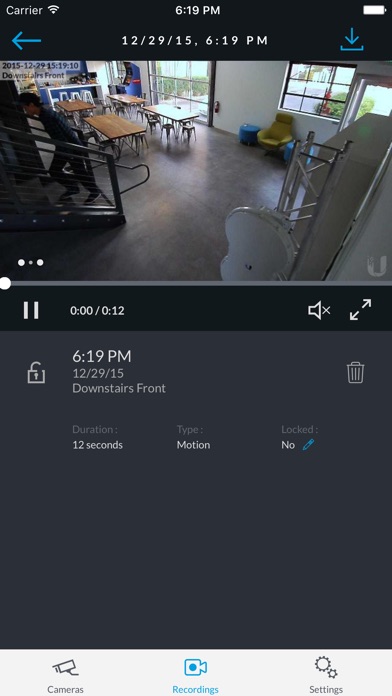 Screenshots of UniFi Video for iPhone