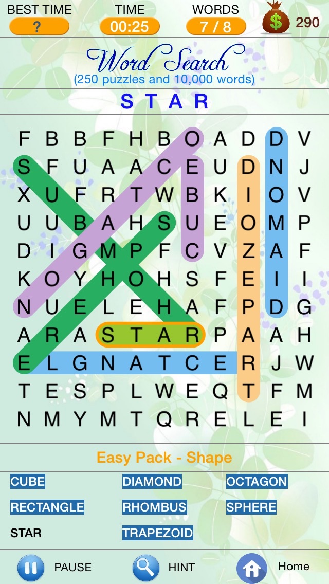Screenshots of Word Search - Find Little Crosswords, Spider & Freecell Solitaire, Brain Challenged Puzzles for iPhone