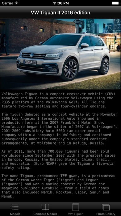Specs for VW Tiguan I... screenshot1