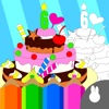 kids create coloring book games - making cake