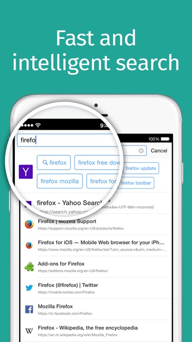 Screenshots of Firefox web browser for iPhone
