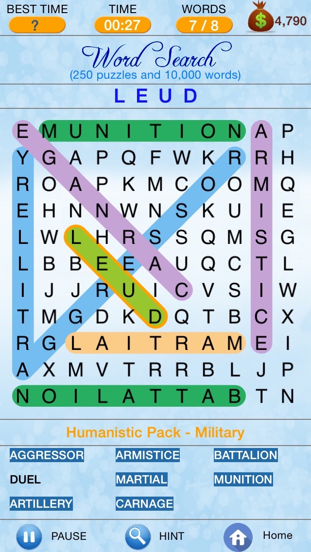 Screenshots of Word Search - Find Little Crosswords, Spider & Freecell Solitaire, Brain Challenged Puzzles for iPhone