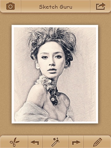 Screenshots of Sketch Guru HD - Portrait Photo Editor to add pencil & cartoon effects, texts, stickers on pic for iPad
