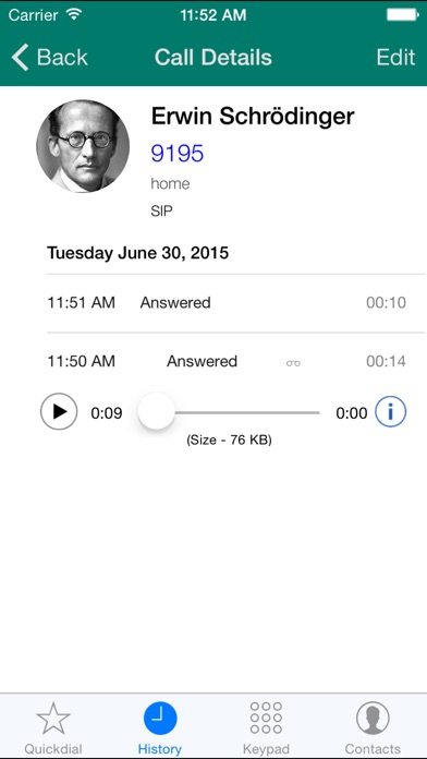 Screenshots of Acrobits Softphone for iPhone
