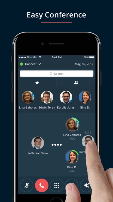 Screenshots of call.center softphone for iPhone